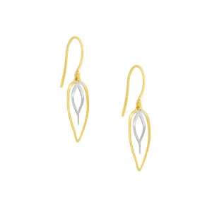 Two-Tone Double Curved Dangle Wire Earrings