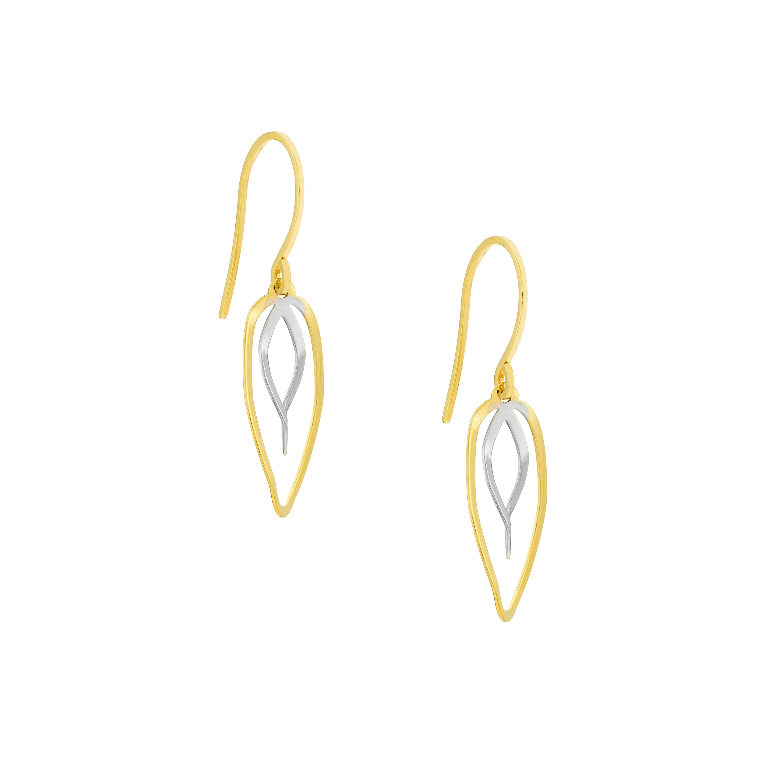 Two-Tone Double Curved Dangle Wire Earrings