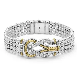 Two-Tone Knot Diamond Statement Bracelet