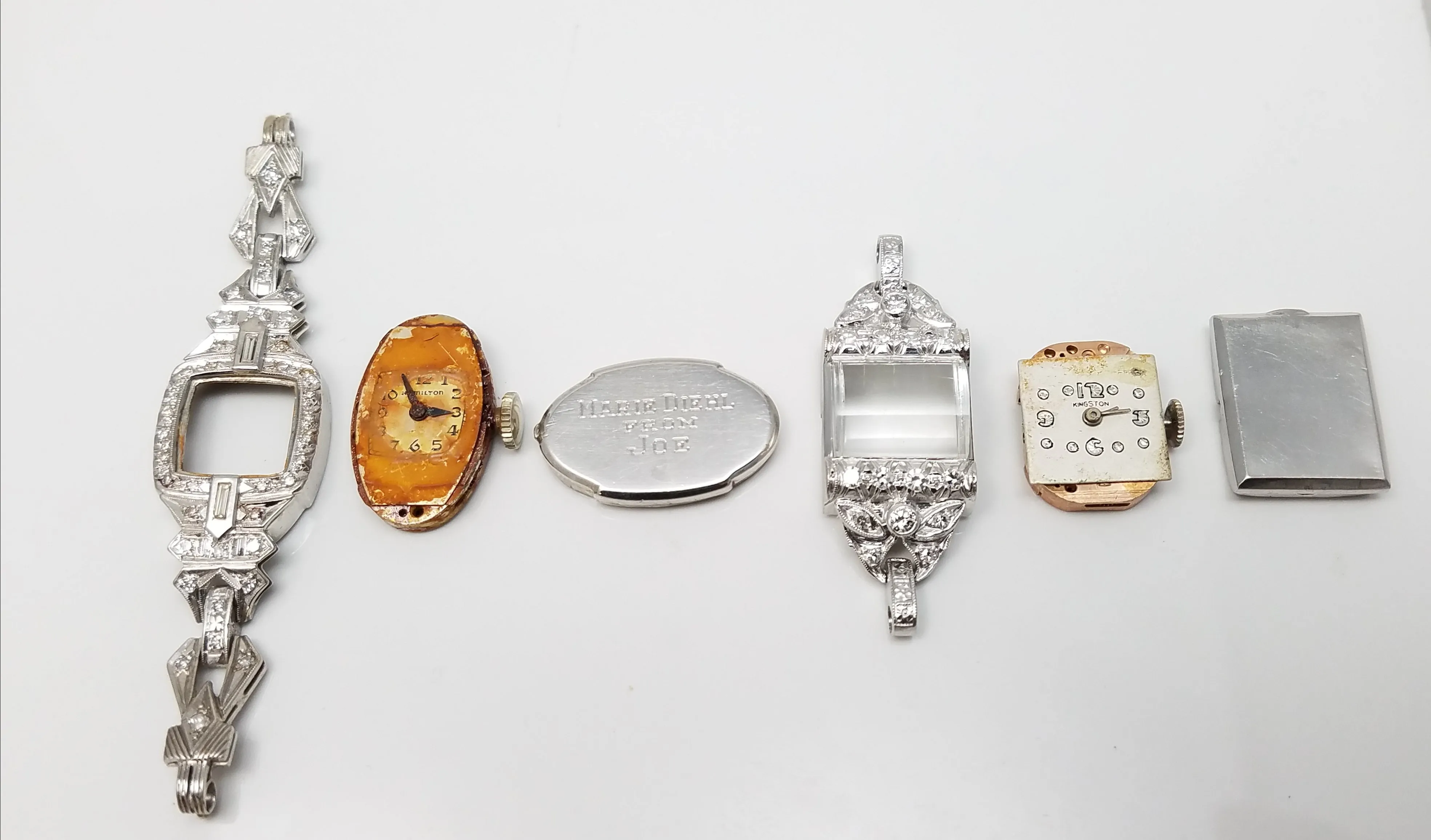 Two Vintage Platinum Diamond Watches *To Restore*