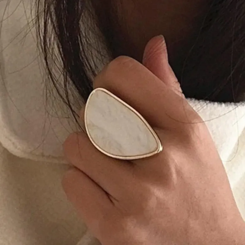 Unique Big Resin Ring 14K Gold Women Wedding Jewelry