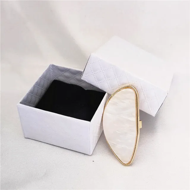 Unique Big Resin Ring 14K Gold Women Wedding Jewelry