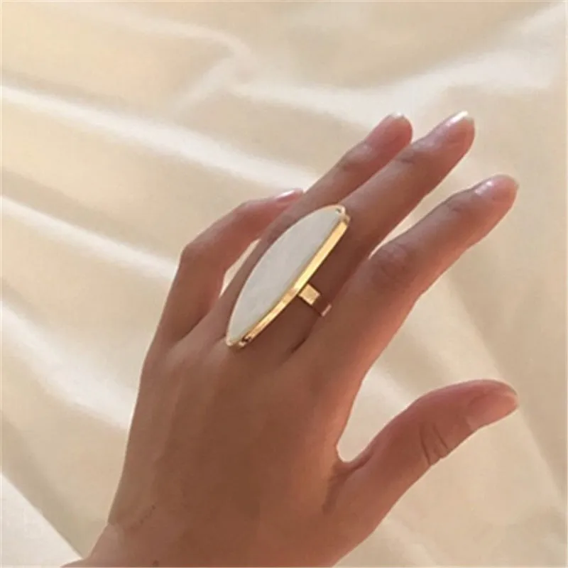 Unique Big Resin Ring 14K Gold Women Wedding Jewelry