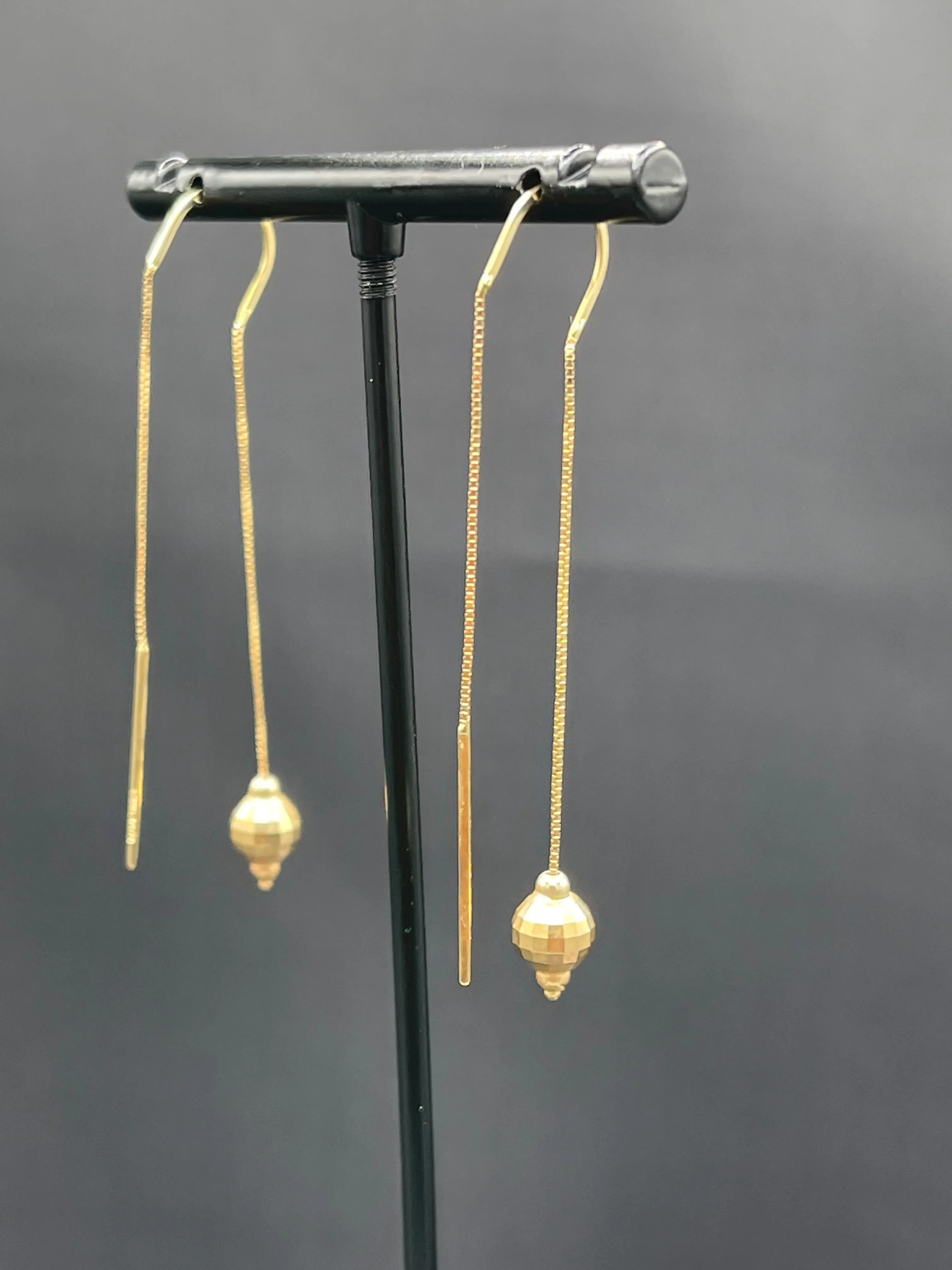 Unique Solid 14k Yellow Gold Ball Dangle Earrings