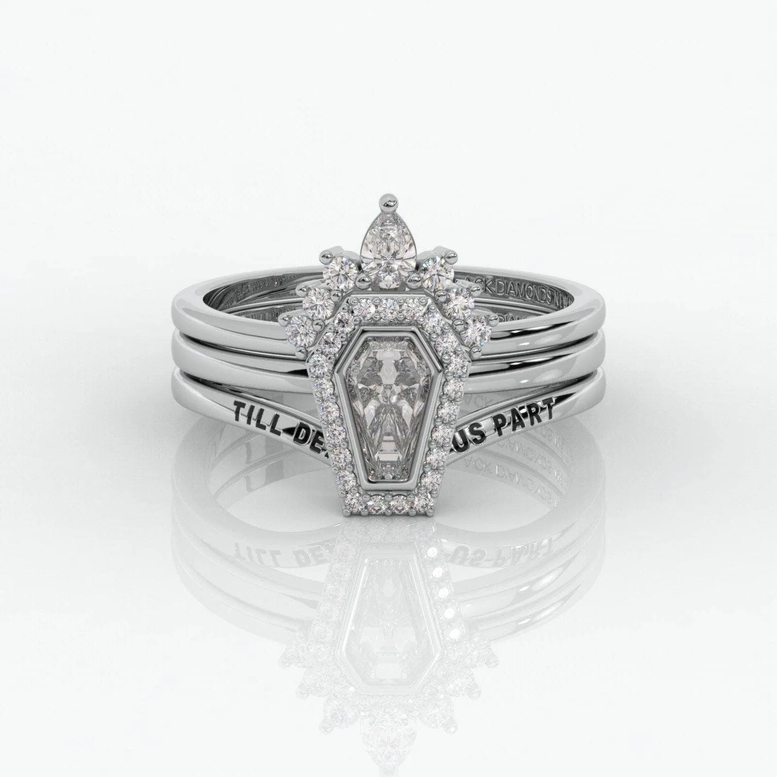 Until Death Rings- Limited Coffin Shape Diamond Wedding Rings