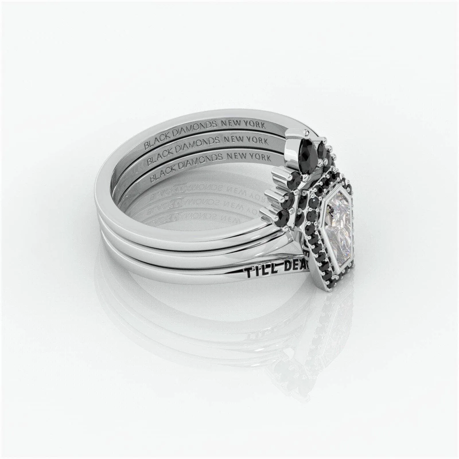 Until Death Rings- Limited Coffin Shape Diamond Wedding Rings