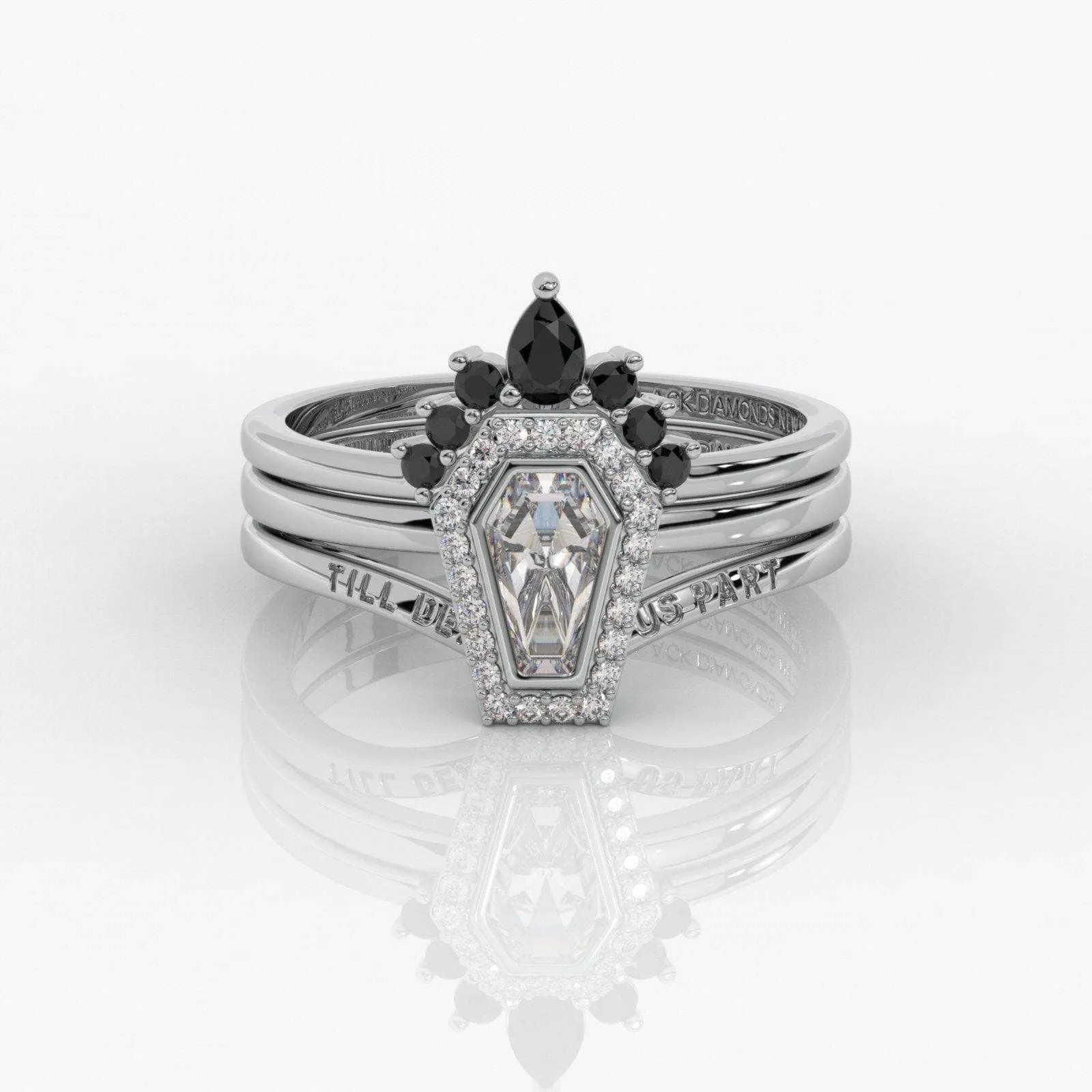 Until Death Rings- Limited Coffin Shape Diamond Wedding Rings