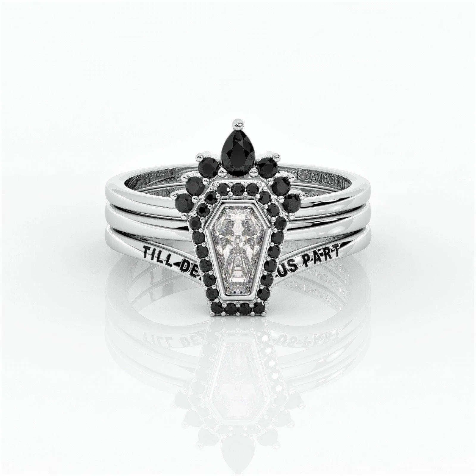 Until Death Rings- Limited Coffin Shape Diamond Wedding Rings