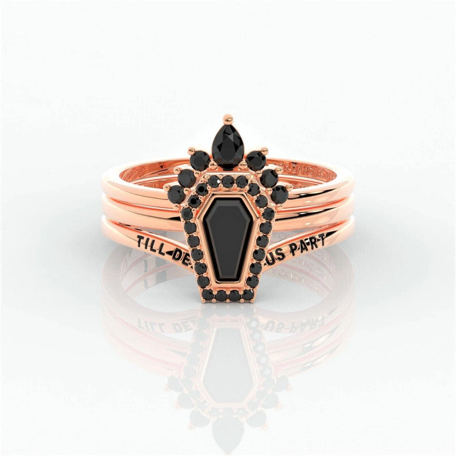 Until Death Rings- Limited Coffin Shape Diamond Wedding Rings