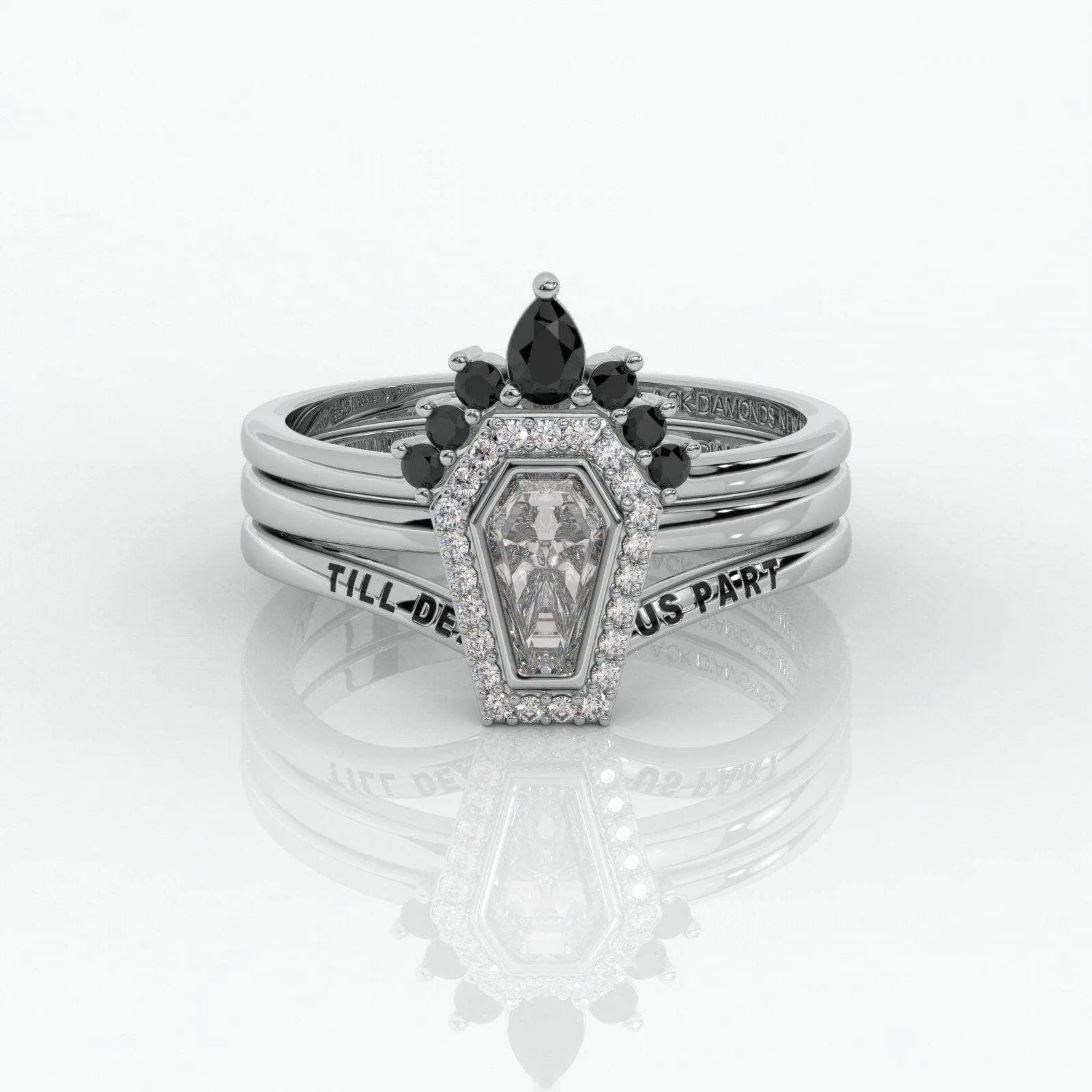 Until Death Rings- Limited Coffin Shape Diamond Wedding Rings