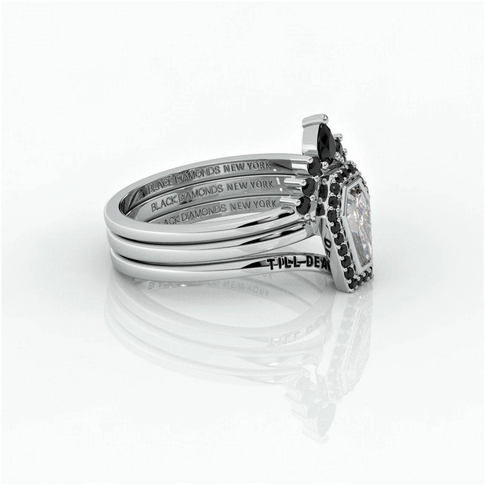 Until Death Rings- Limited Coffin Shape Diamond Wedding Rings