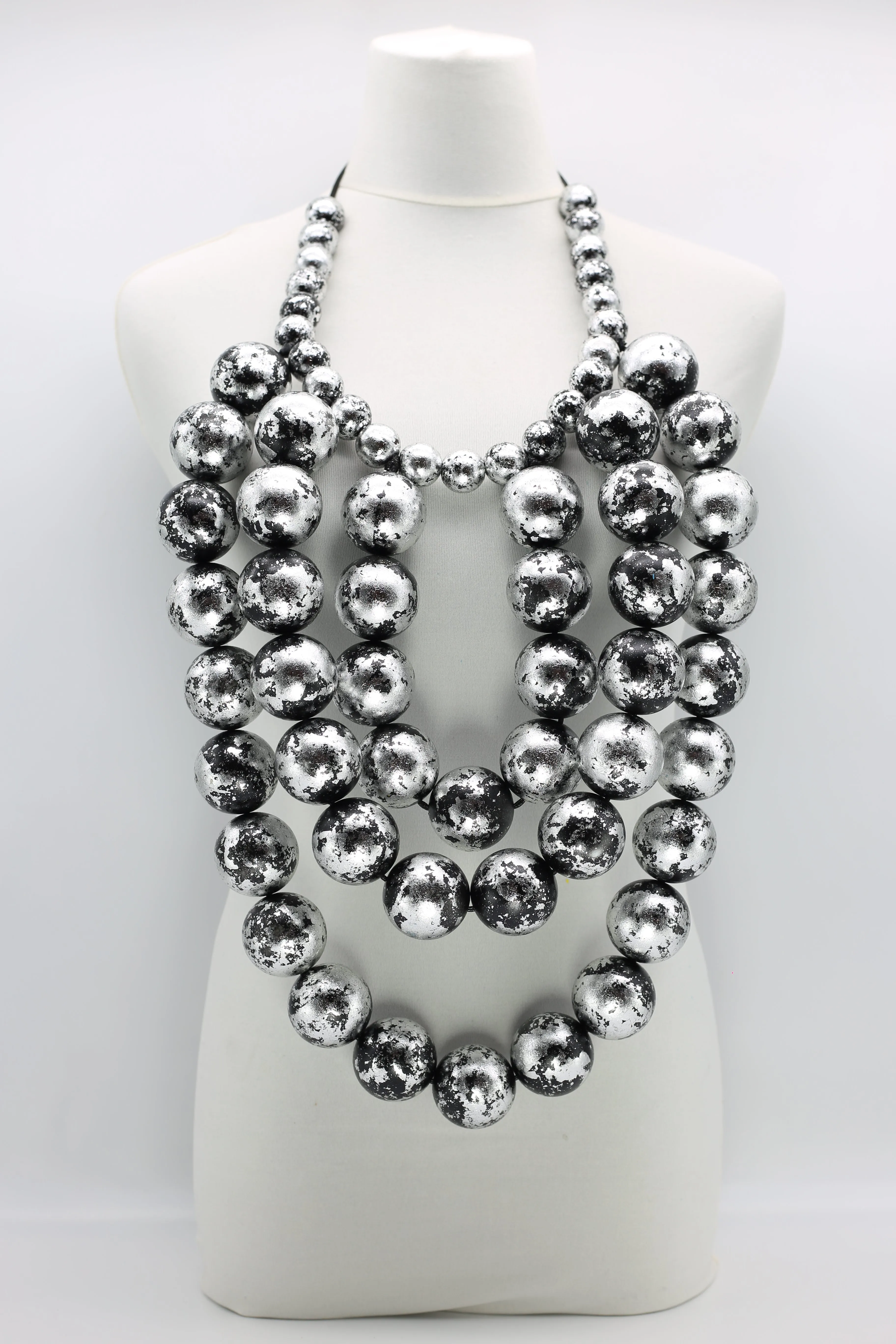 Upcycled Ping Pong and Wooden Beads Necklace - Gilded