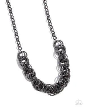 Urban Acoustics - Black - Gunmetal Hoop Paparazzi Short Necklace