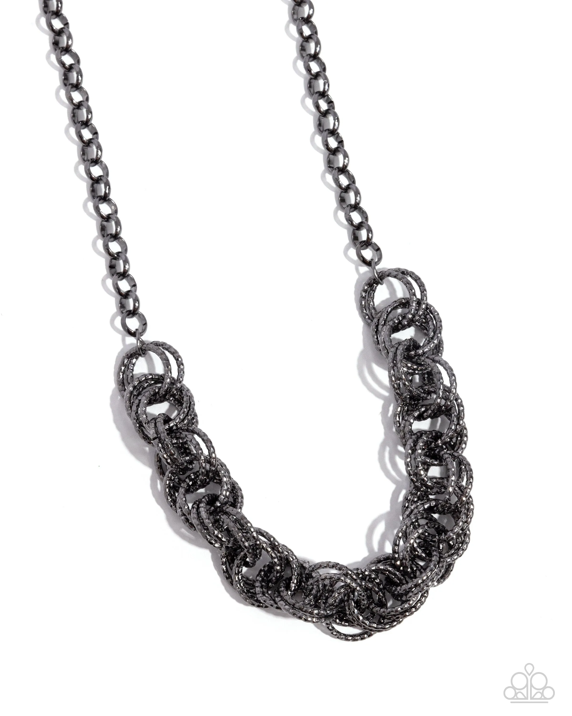 Urban Acoustics - Black - Gunmetal Hoop Paparazzi Short Necklace
