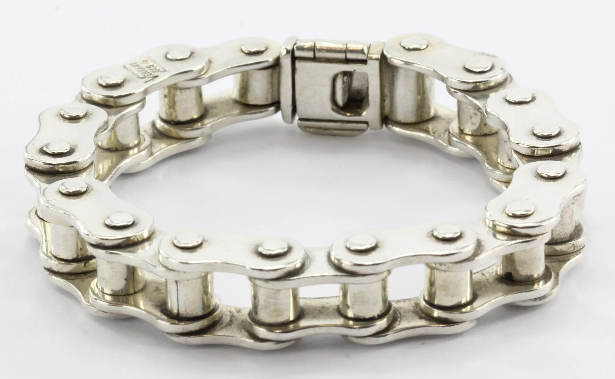 Versani Sterling Silver Heavy Bicycle Link Chain Bracelet 7.5"