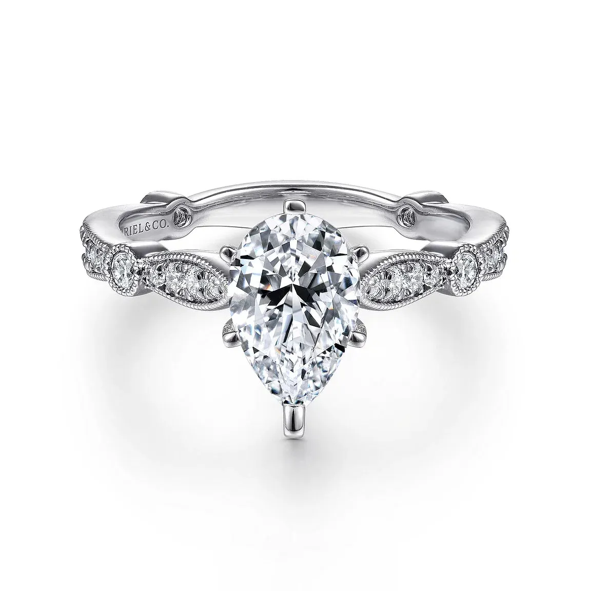 Victorian Inspired Pear Shape Diamond Engagement Ring Mounting