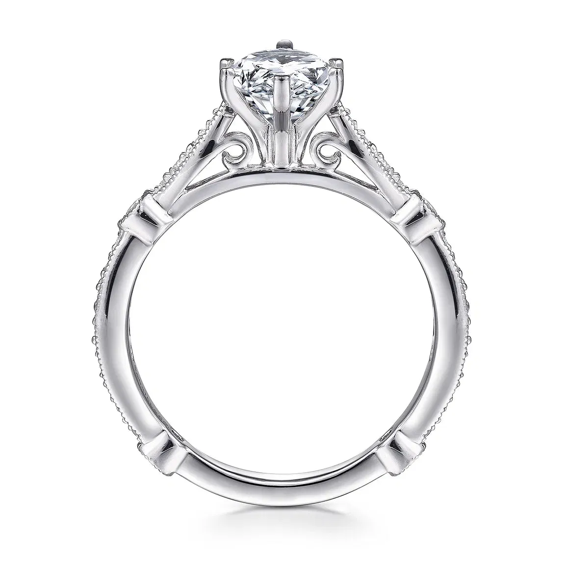 Victorian Inspired Pear Shape Diamond Engagement Ring Mounting