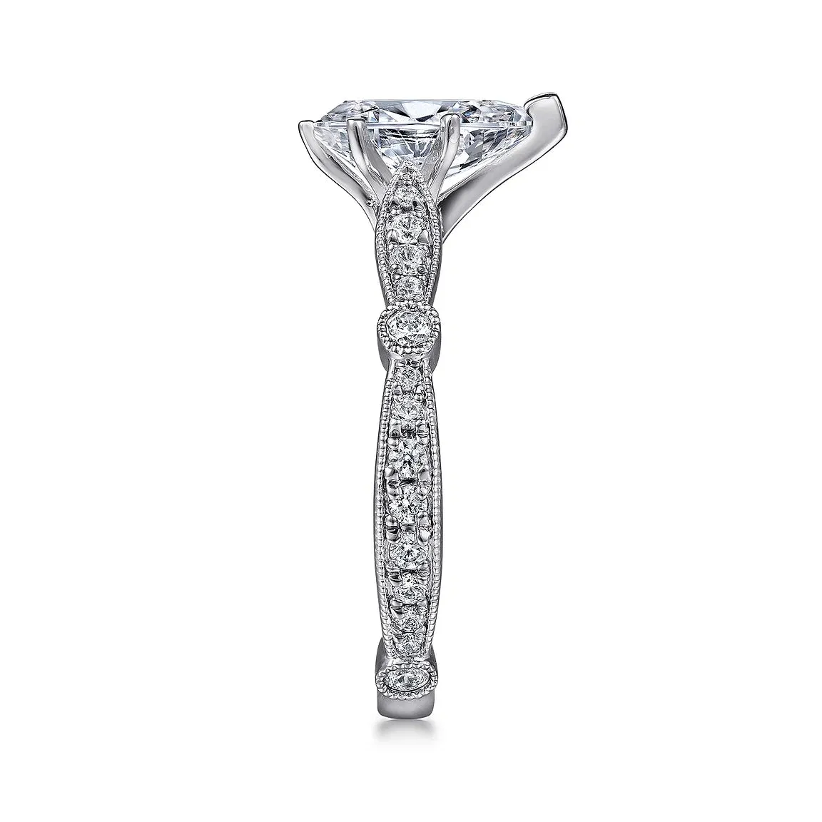 Victorian Inspired Pear Shape Diamond Engagement Ring Mounting