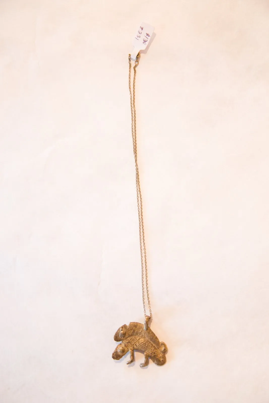 Vintage African Double Chameleon Pendant Necklace