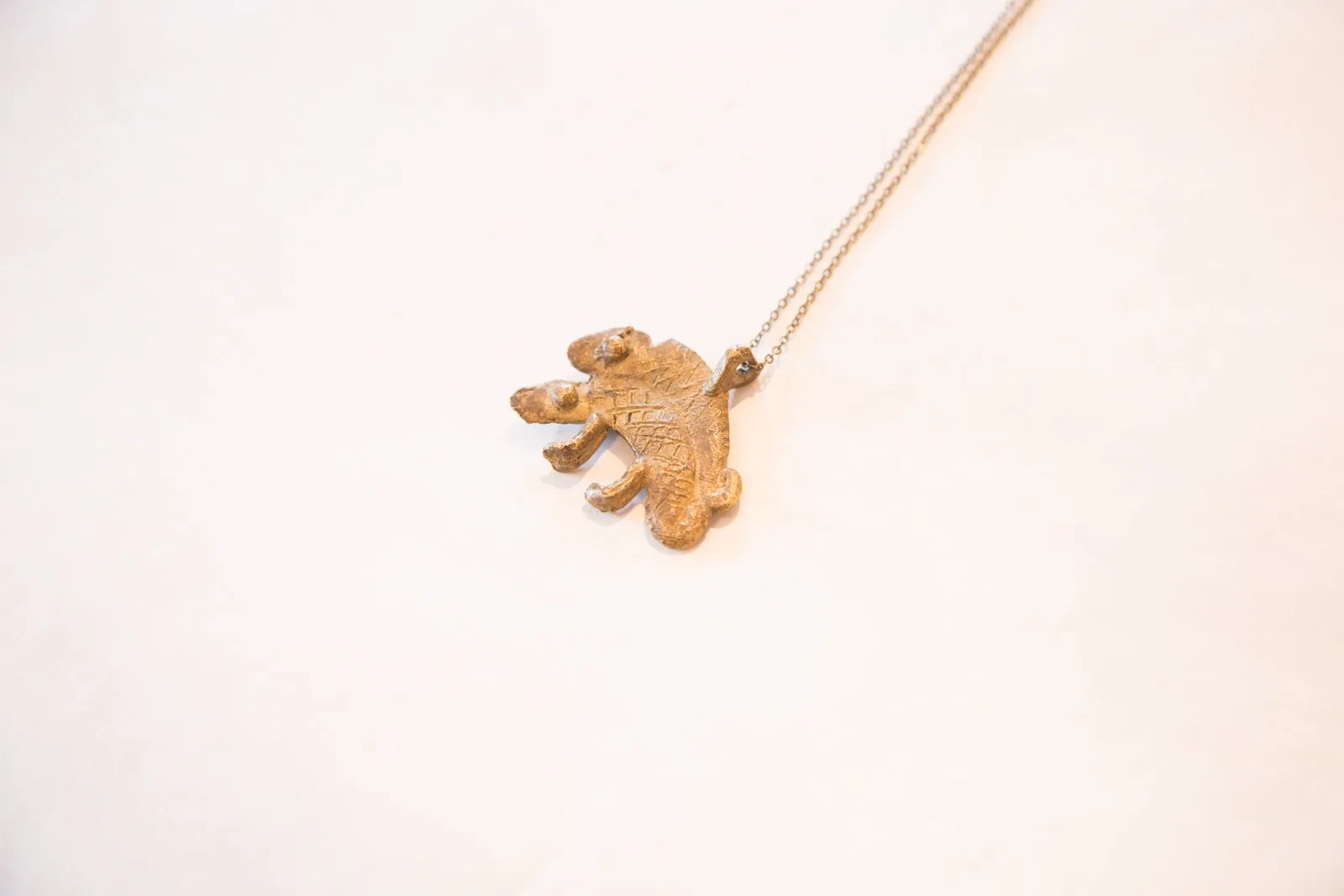 Vintage African Double Chameleon Pendant Necklace