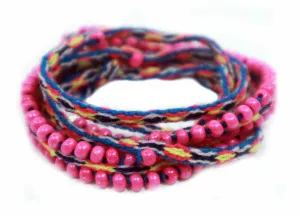 Washed Out, Fuchsia Beaded, Primary Hues, Tie Wraps