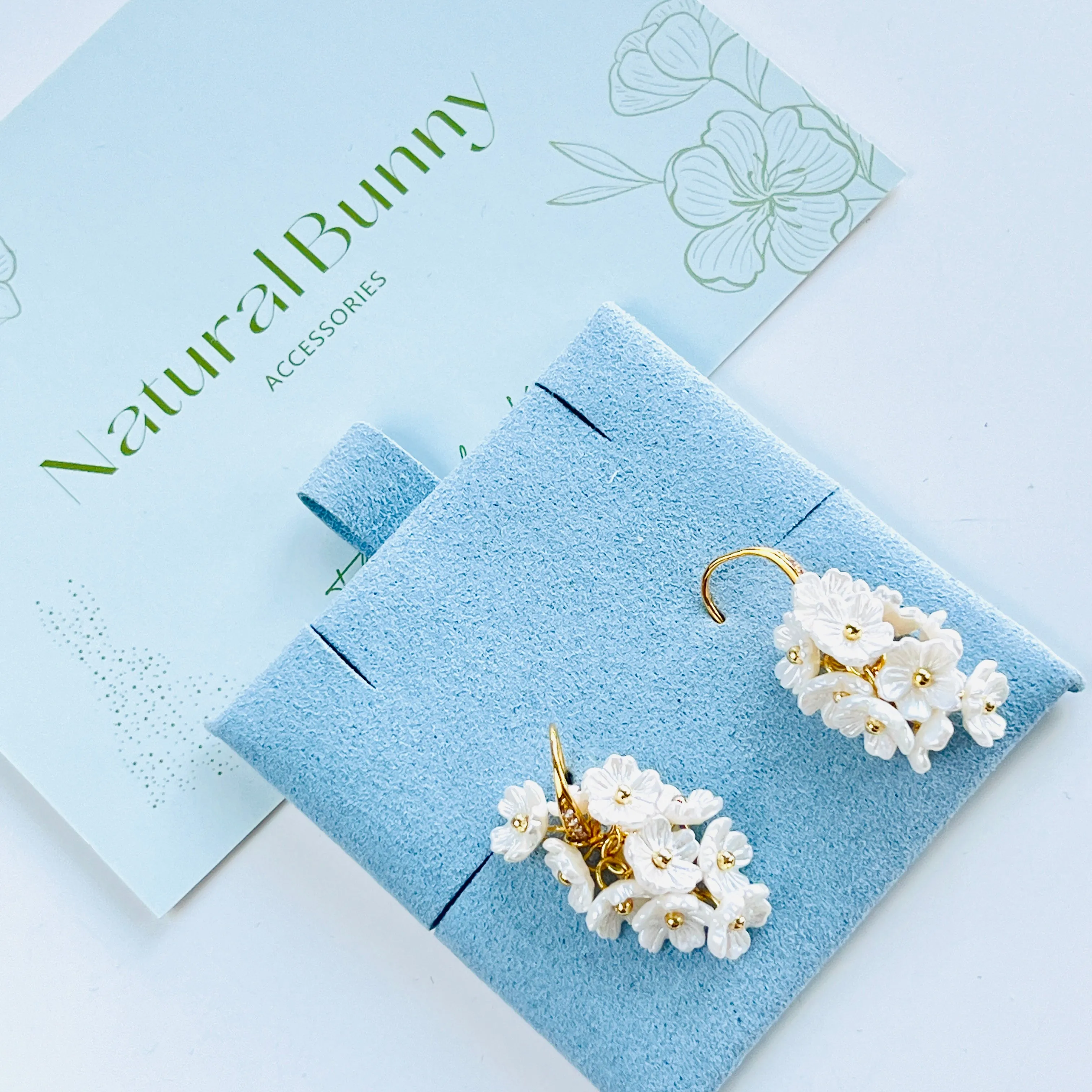 White Lilac Flower Clusters Dangle Earrings