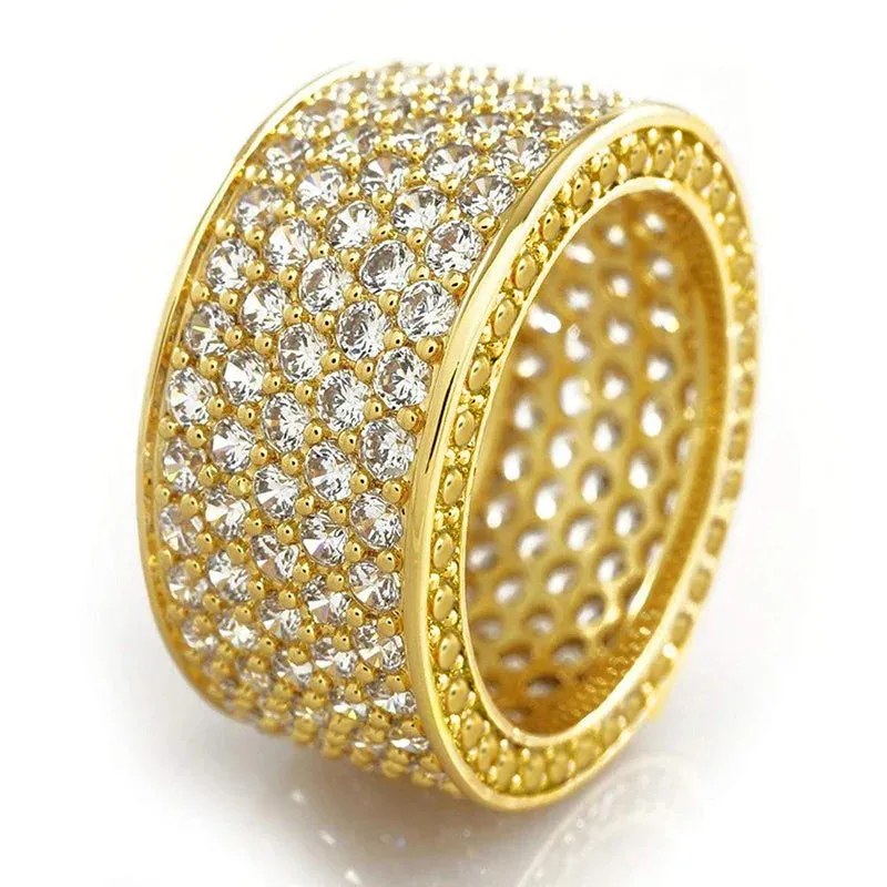 Wide Promise Rings for Women Pull Paved CZ Sparkling Wedding Bands Rings Silver Color/Gold Color