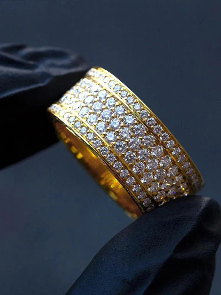 Wide Promise Rings for Women Pull Paved CZ Sparkling Wedding Bands Rings Silver Color/Gold Color