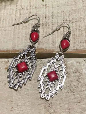 Wildflower Silver Red Diamond Earrings