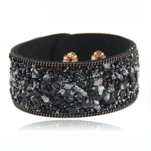 Women charm wrap Bracelets Slake Leather Bracelets With Crystals Stone Couple Jewelry Size 2.8*21cm