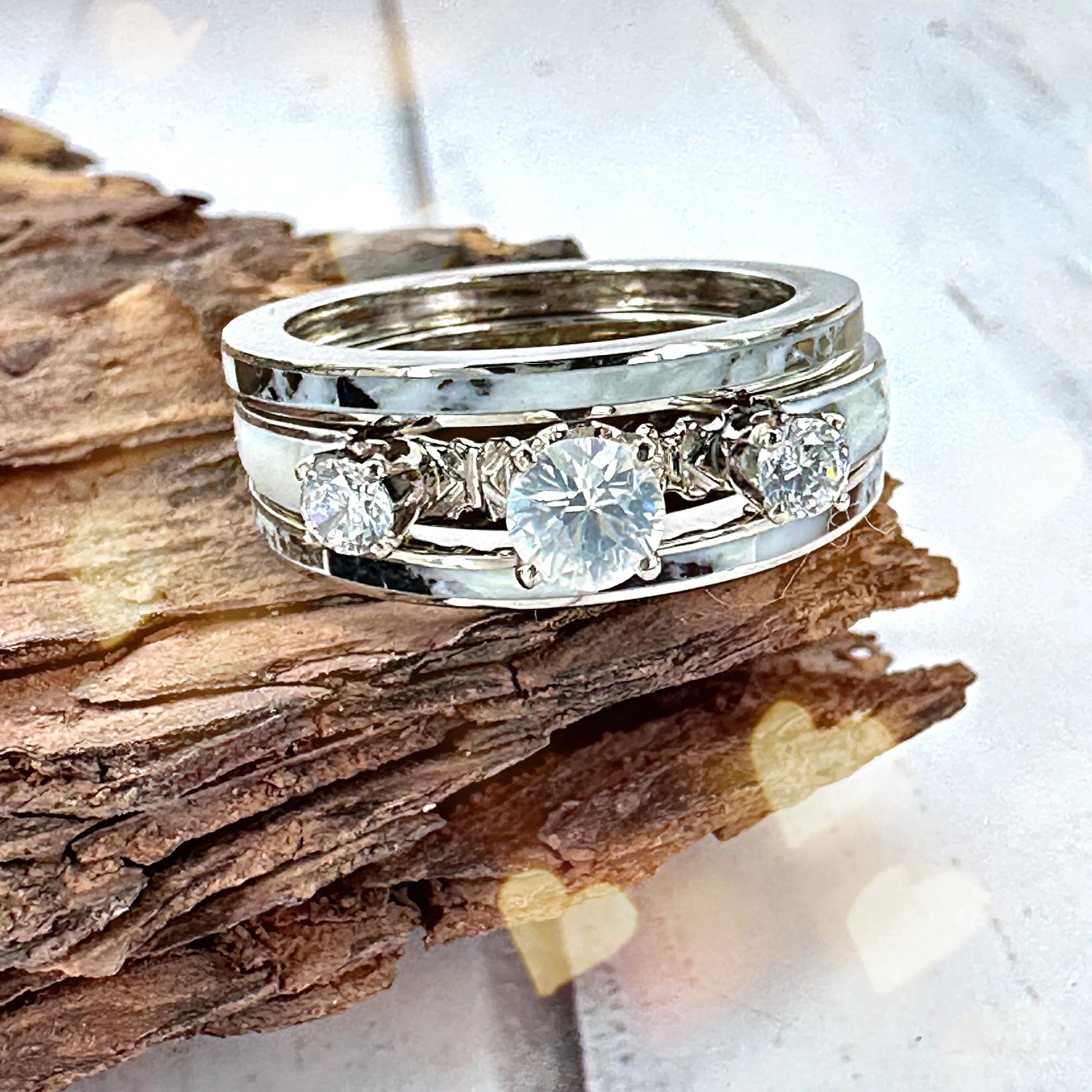 Women's Custom Turquoise Inlay Wedding Bands