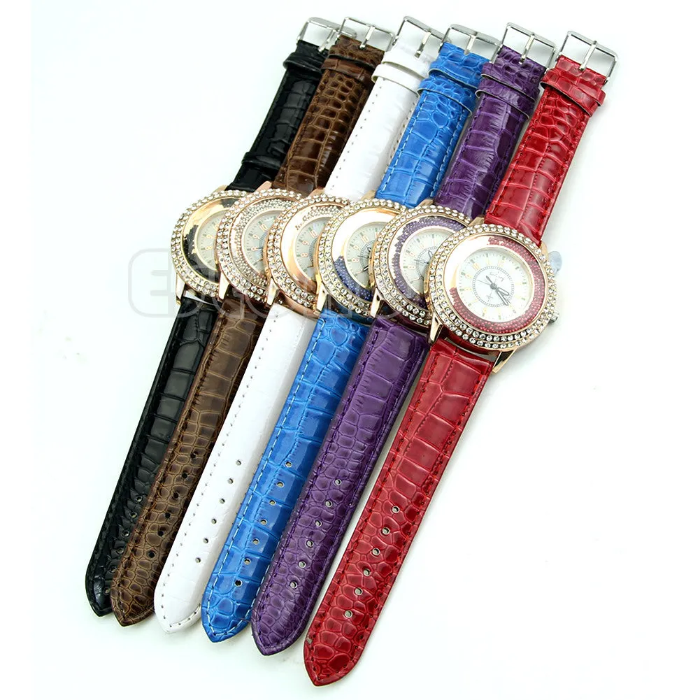 Women's Designer Crystal Venetian Quartz Watch - Black