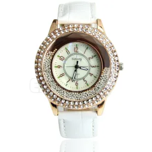 Women's Designer Crystal Venetian Quartz Watch - White