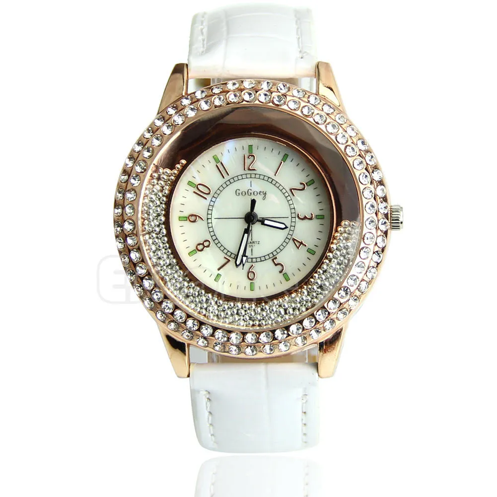 Women's Designer Crystal Venetian Quartz Watch - White
