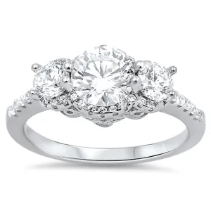 Women's Wedding White CZ Halo Promise Ring .925 Sterling Silver Band Sizes 5-10