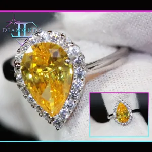 Yellow Diamond Ring | Yellow Diamond Engagement Rings | Canary Yellow Diamond Ring | Yellow Pear Cut Diamond Ring