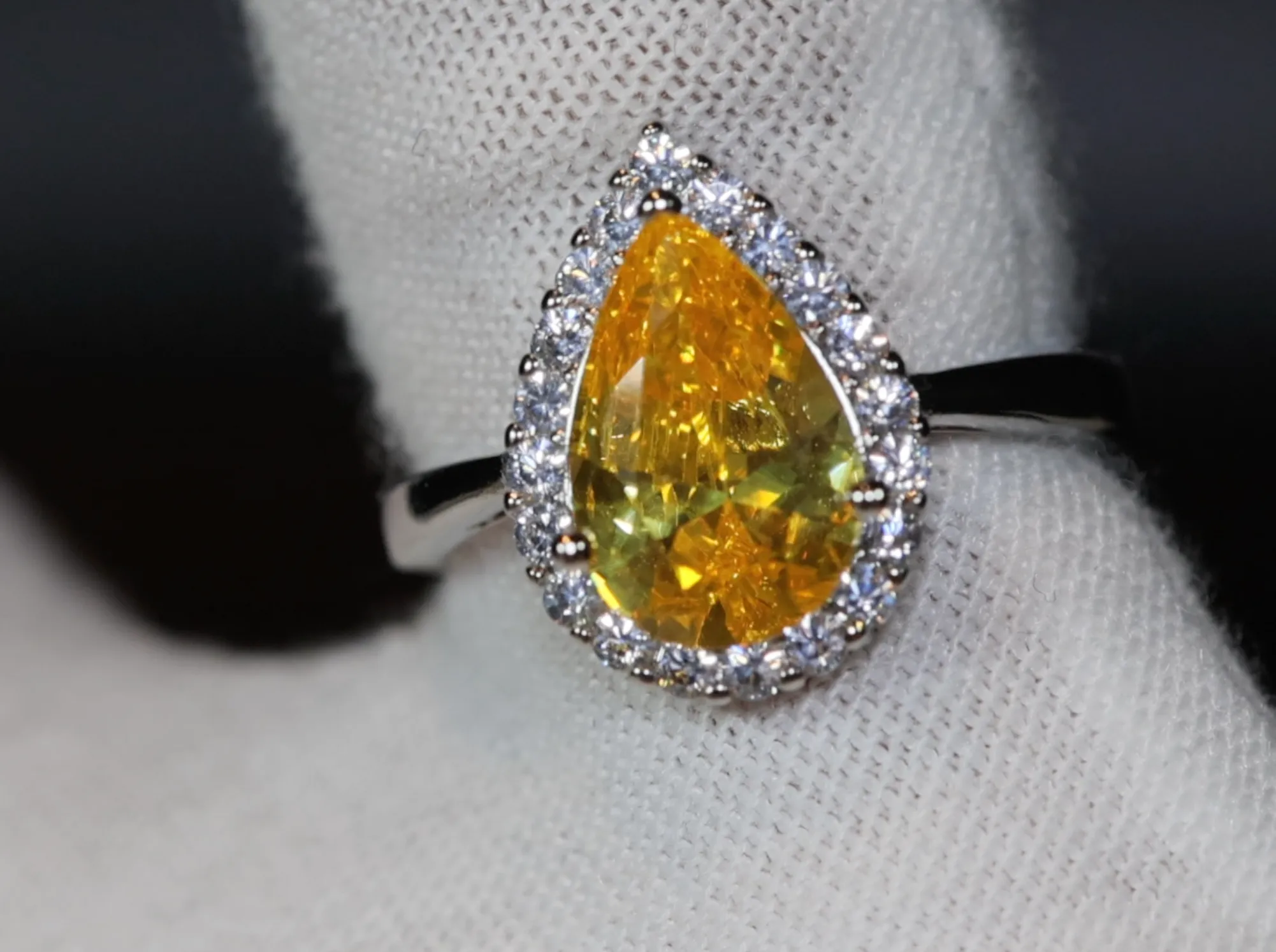 Yellow Diamond Ring | Yellow Diamond Engagement Rings | Canary Yellow Diamond Ring | Yellow Pear Cut Diamond Ring