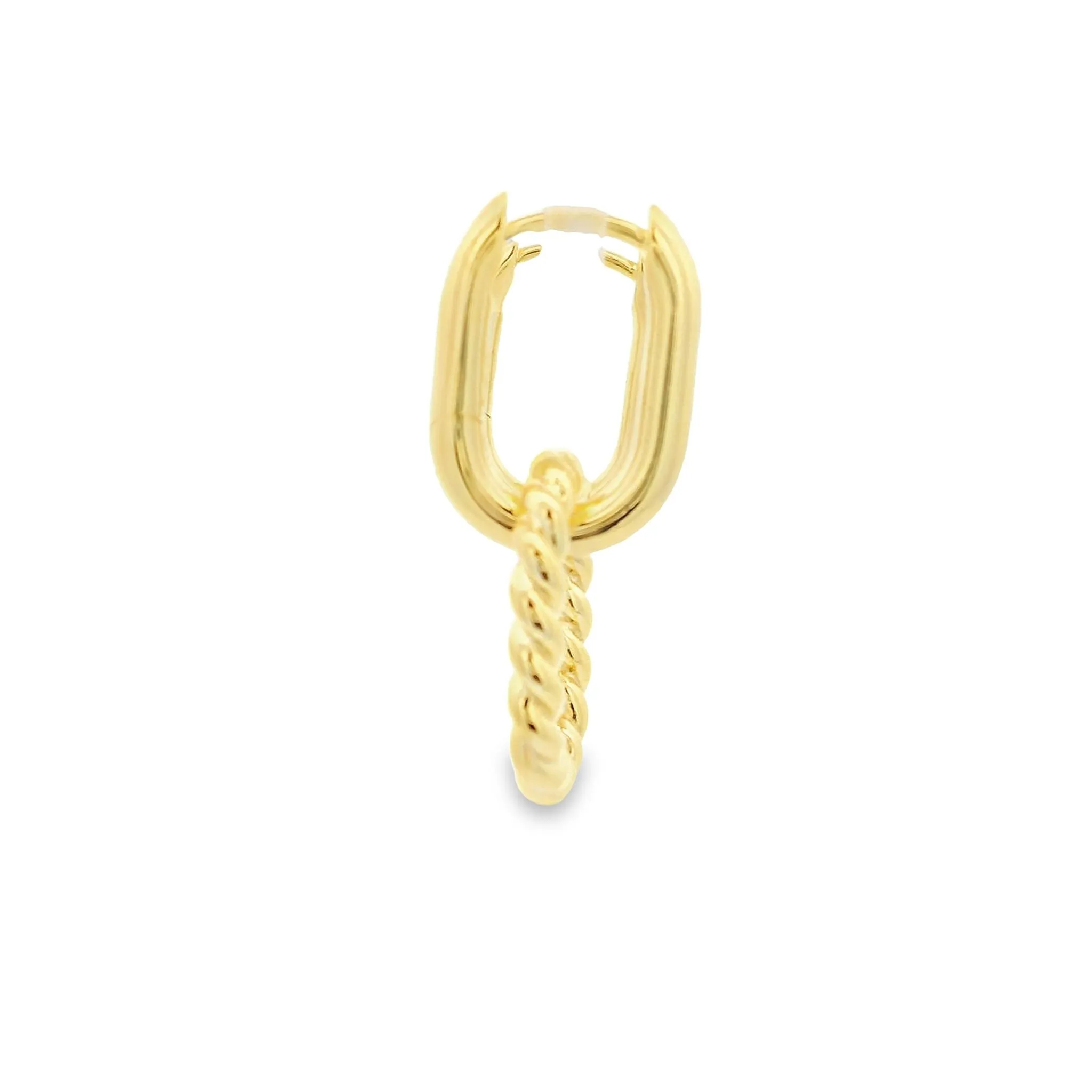 Yellow Gold Plated Oval Double Drop Link Earrings 25mm