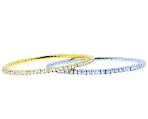 Yellow or white gold diamond stretch tennis bracelet
