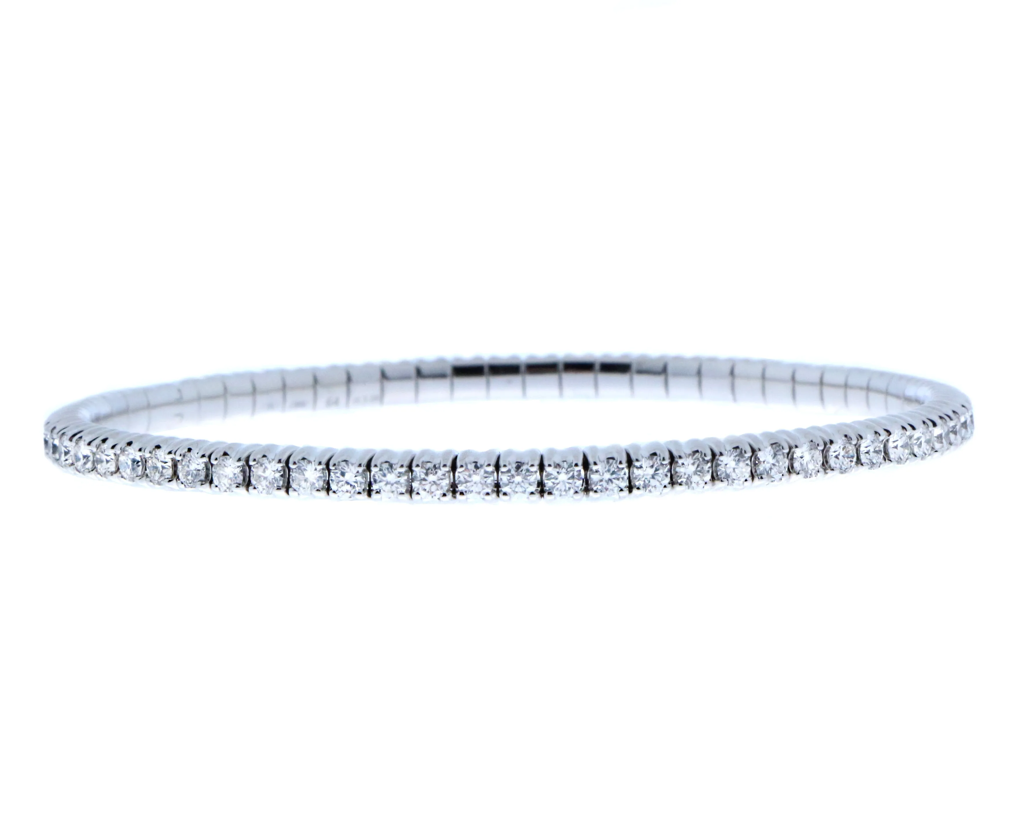 Yellow or white gold diamond stretch tennis bracelet