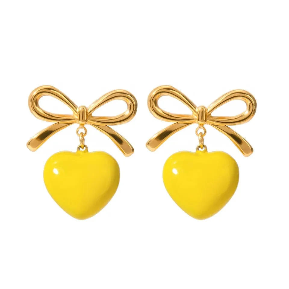 Yellow Sweetheart Drop Earrings