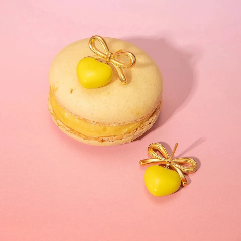 Yellow Sweetheart Drop Earrings