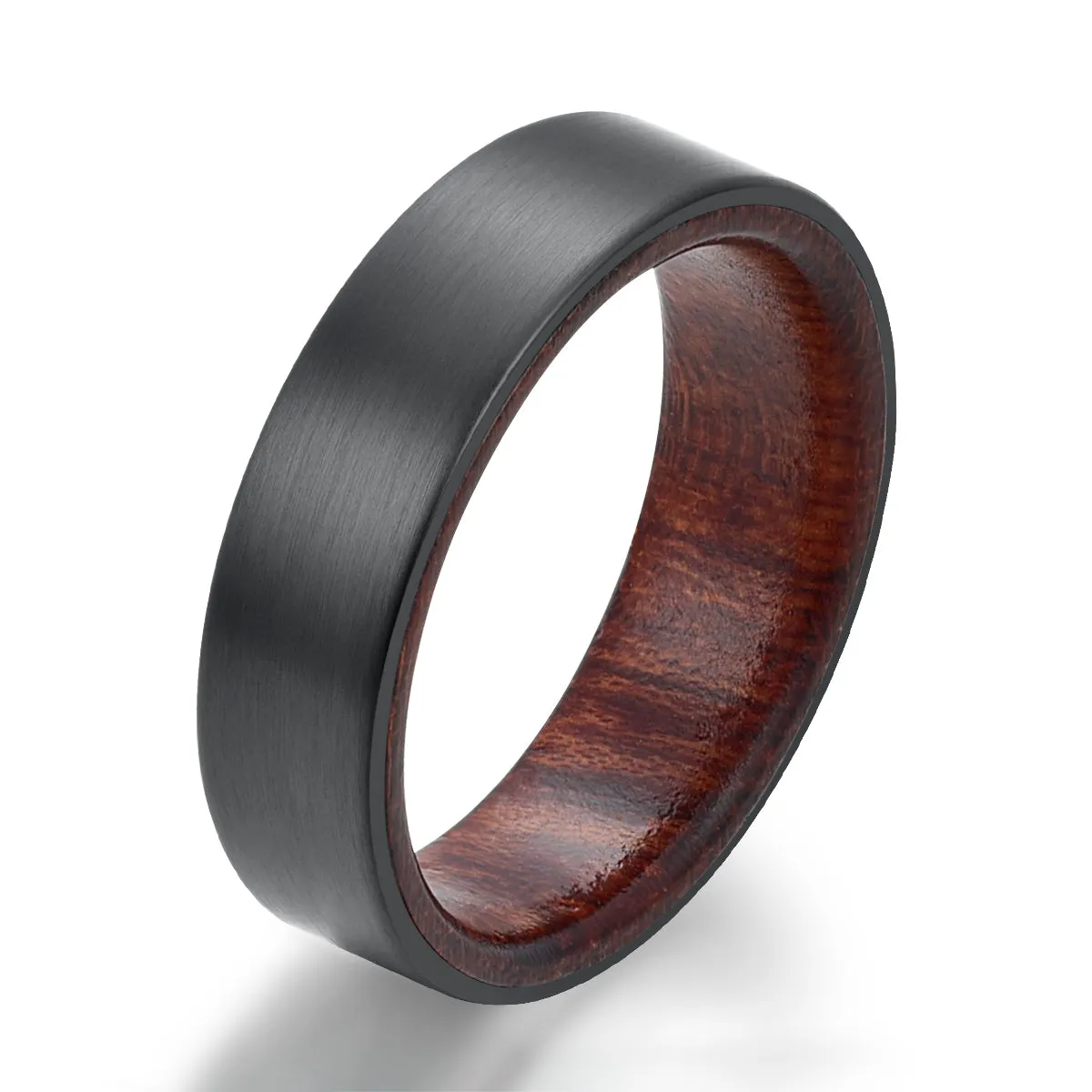 Zirconium Rose Wood Men's Wedding Band 6MM