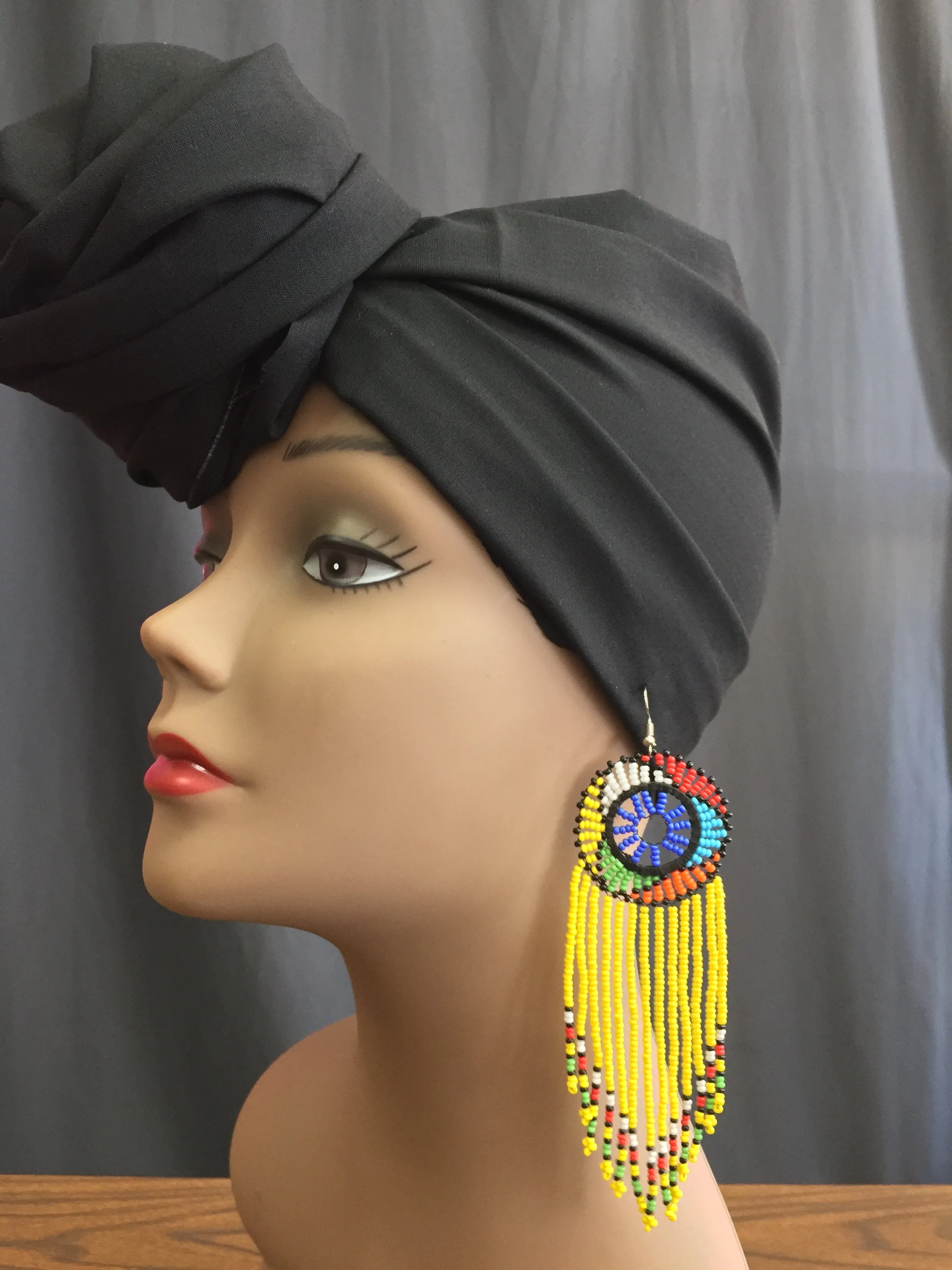 Zulu Beaded Tassel Fringe Earrings