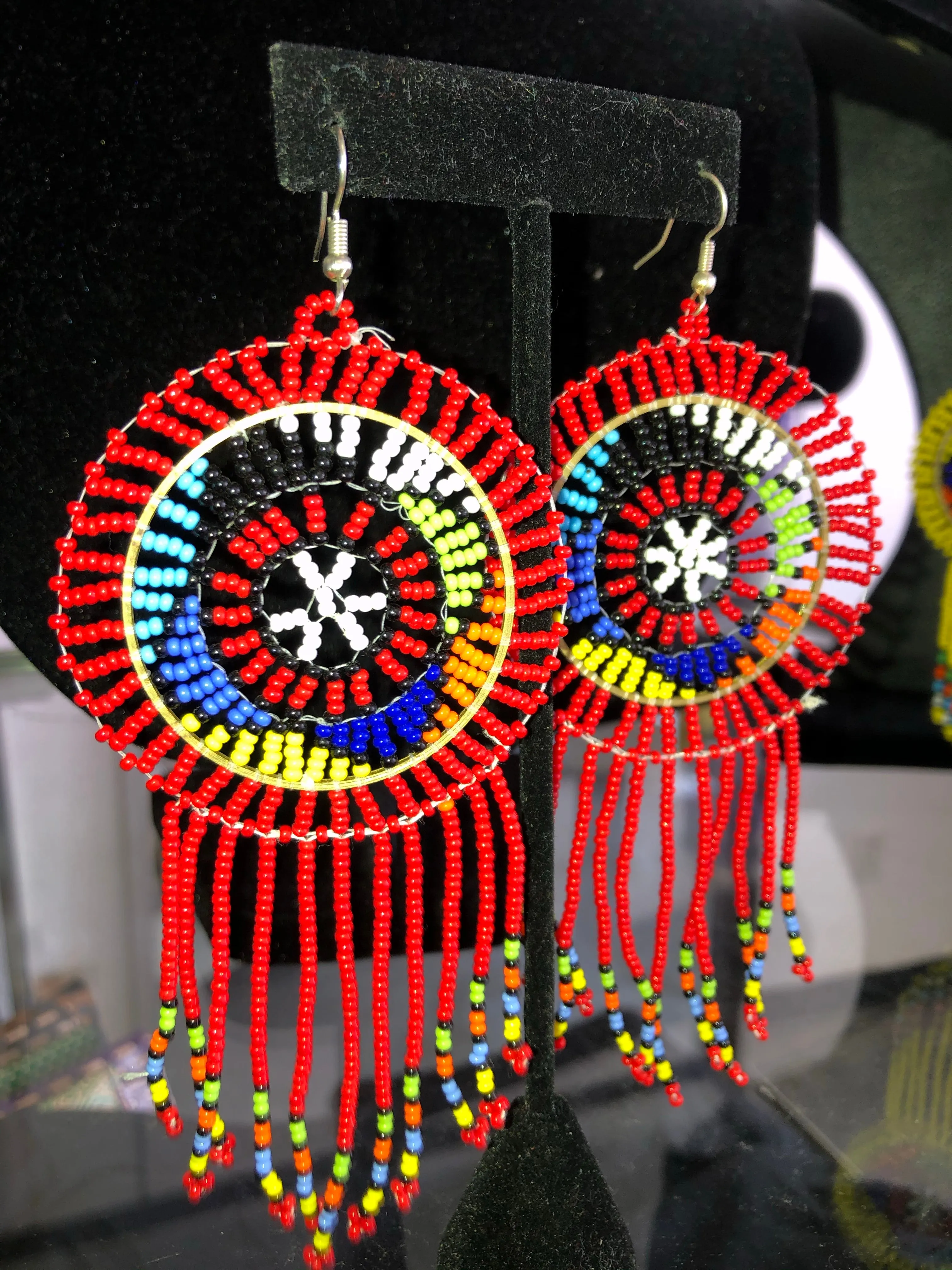 Zulu Beaded Tassel Fringe Earrings