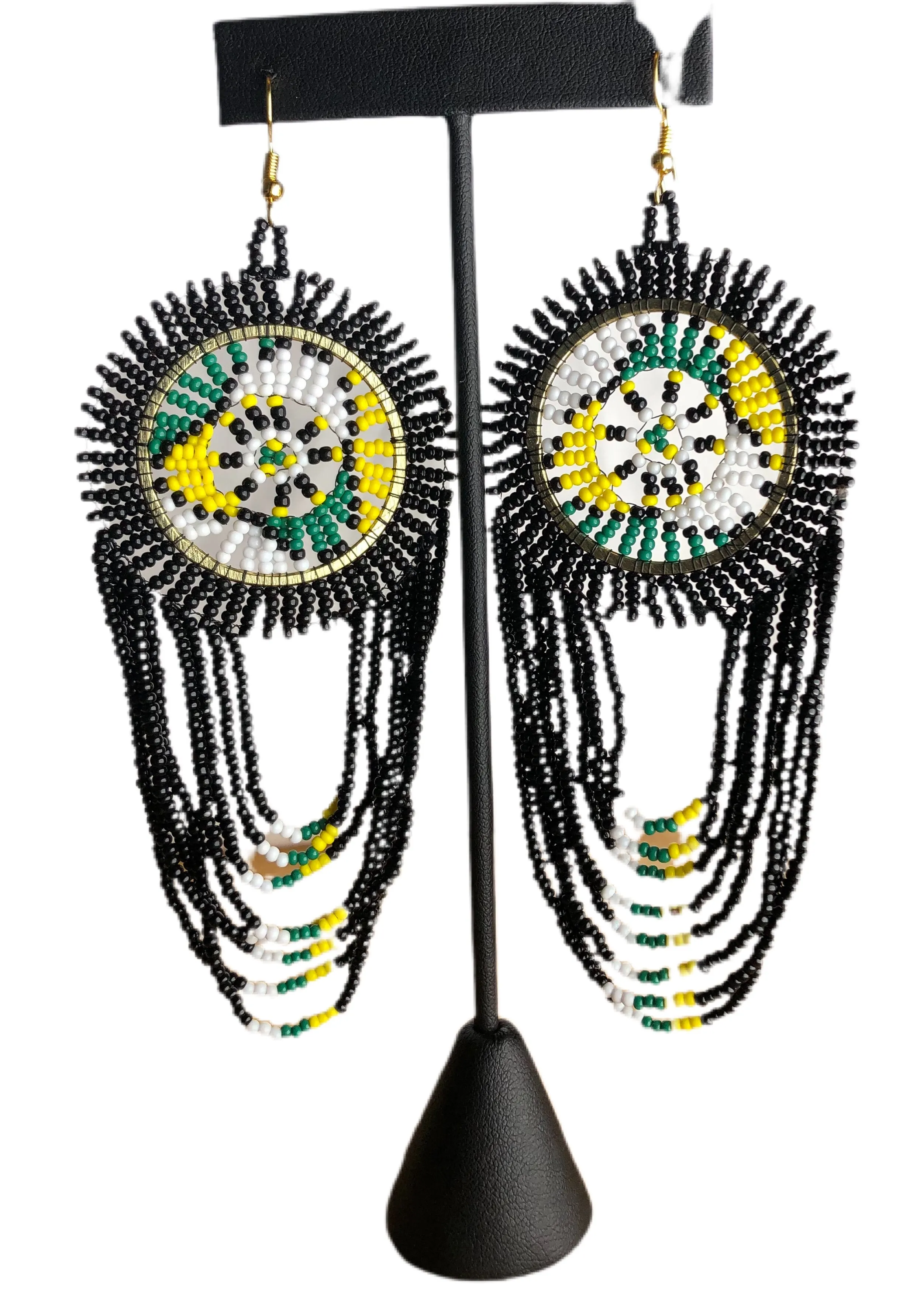 Zulu Beaded Tassel Fringe Earrings