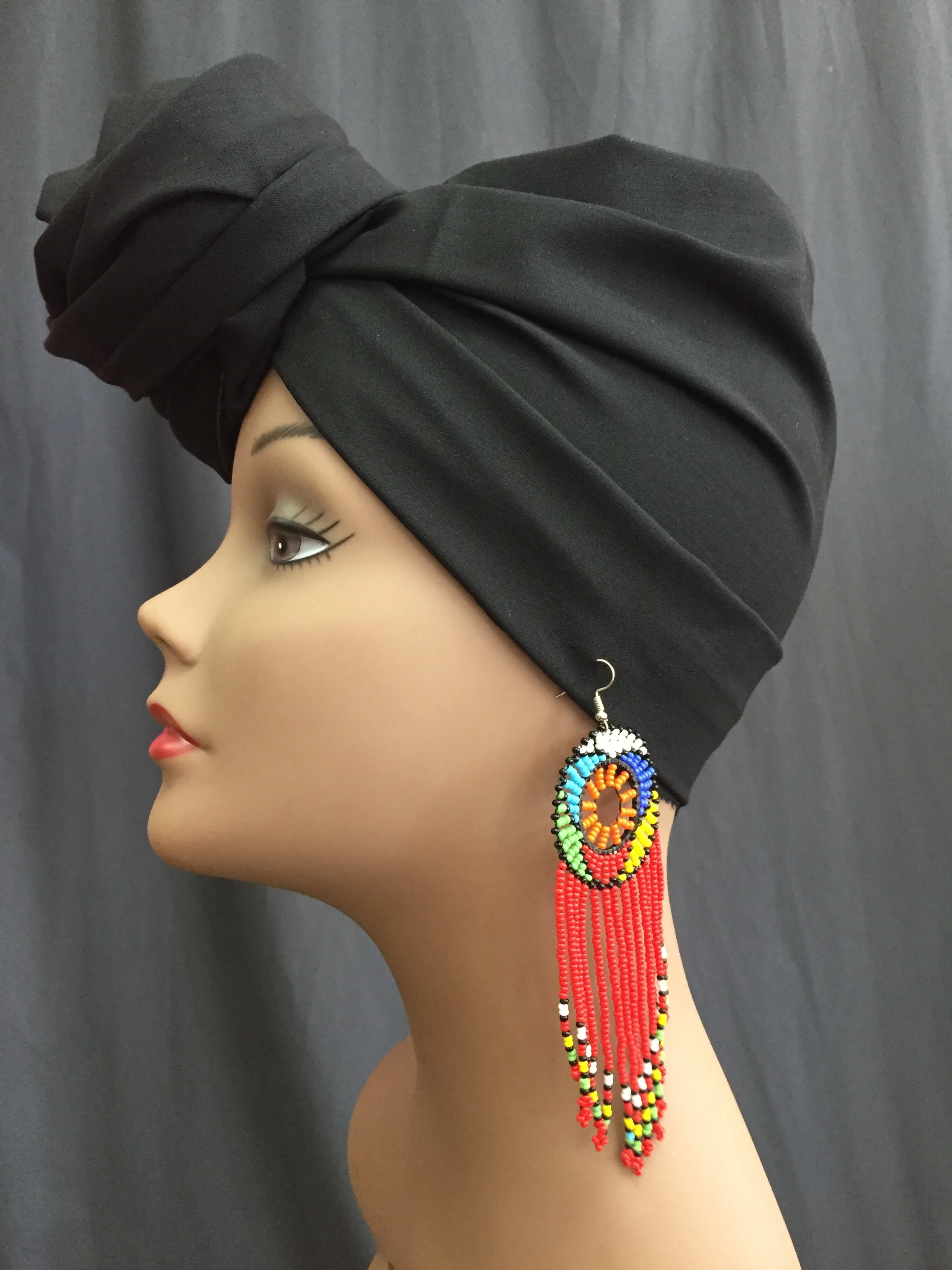 Zulu Beaded Tassel Fringe Earrings