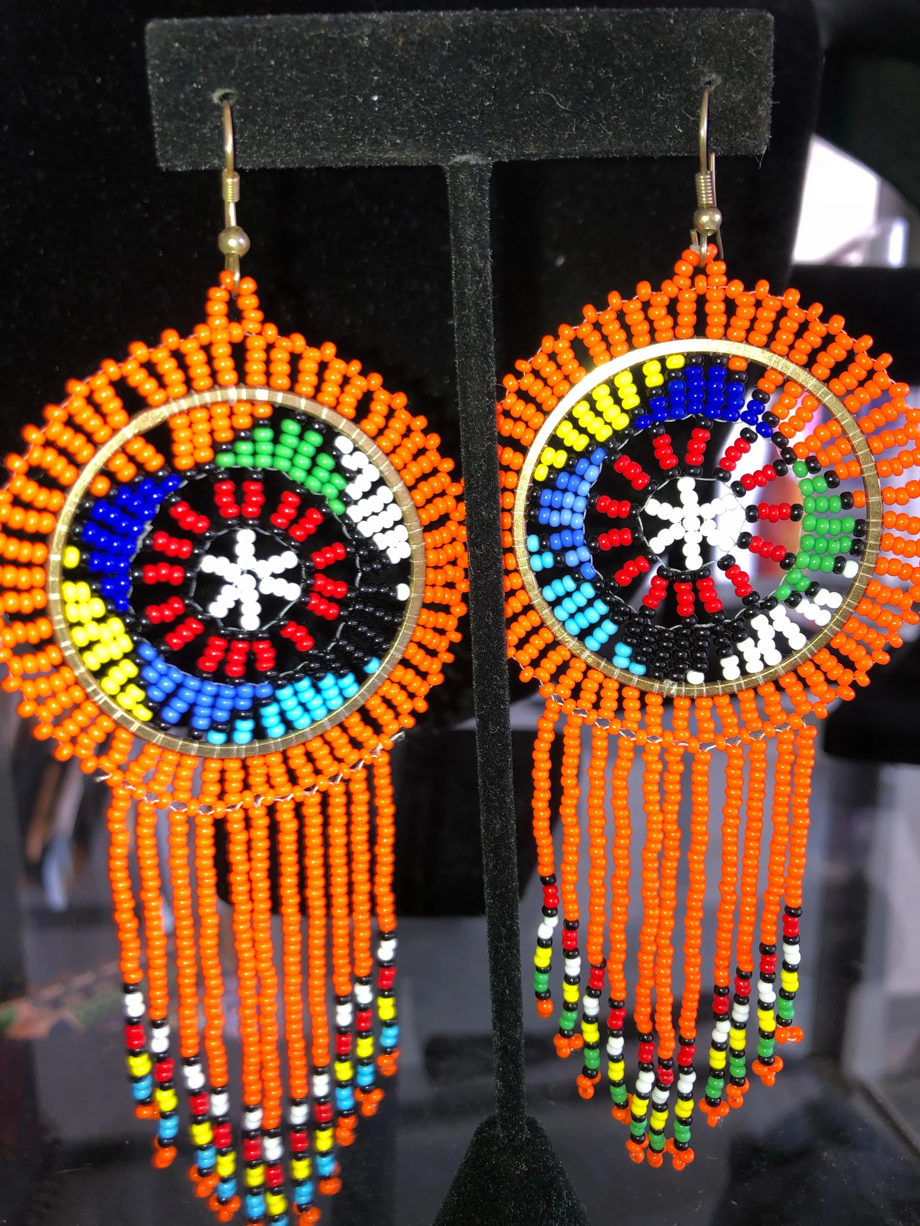 Zulu Beaded Tassel Fringe Earrings