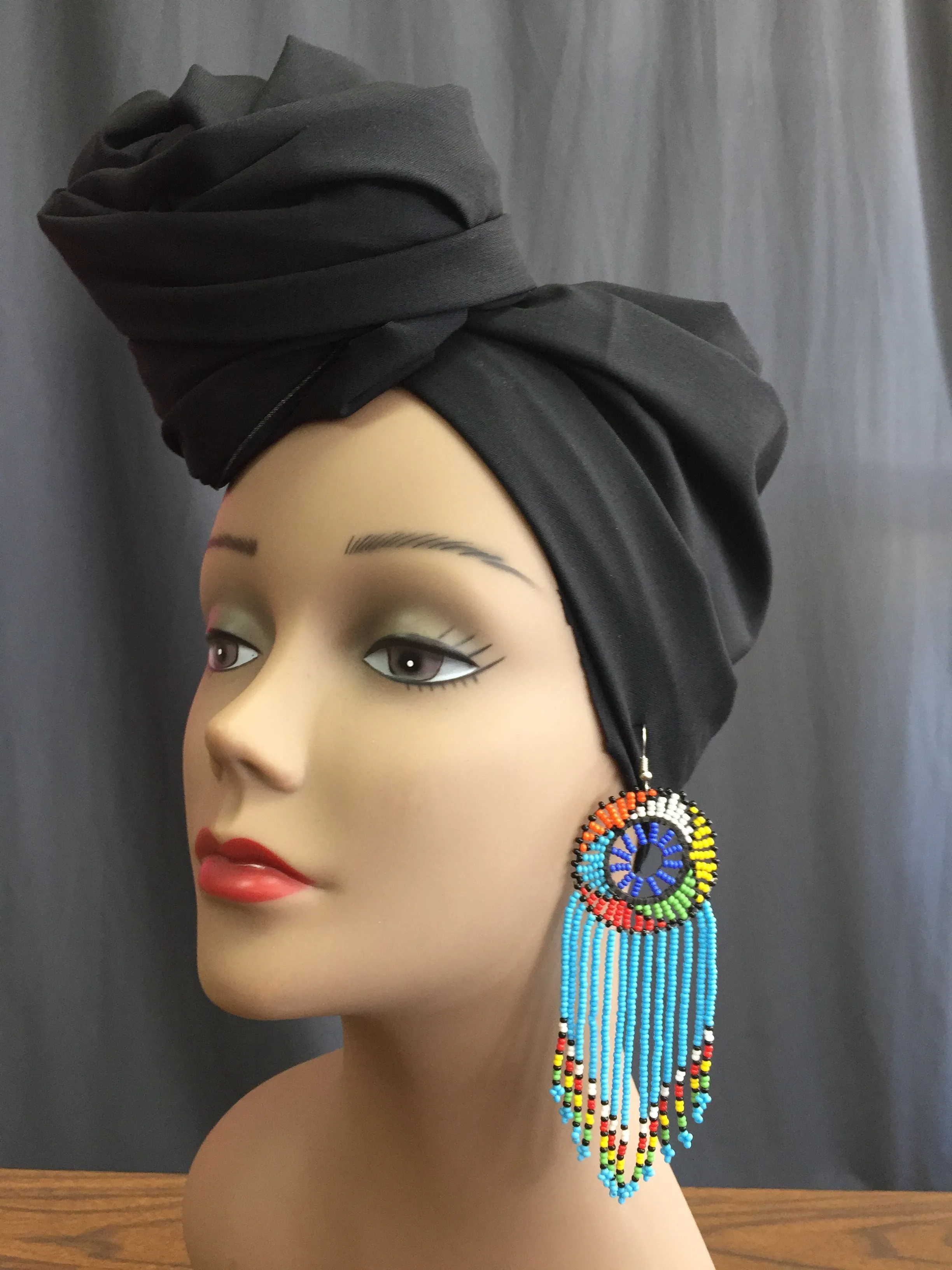 Zulu Beaded Tassel Fringe Earrings